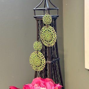 Green Filagree Drop Earring